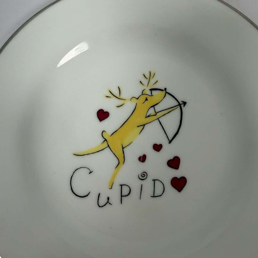 Pottery Barn Reindeer Appetizer Dessert Plates Set of 4 Blitzen Comet Cupid Donn - Picture 3 of 7